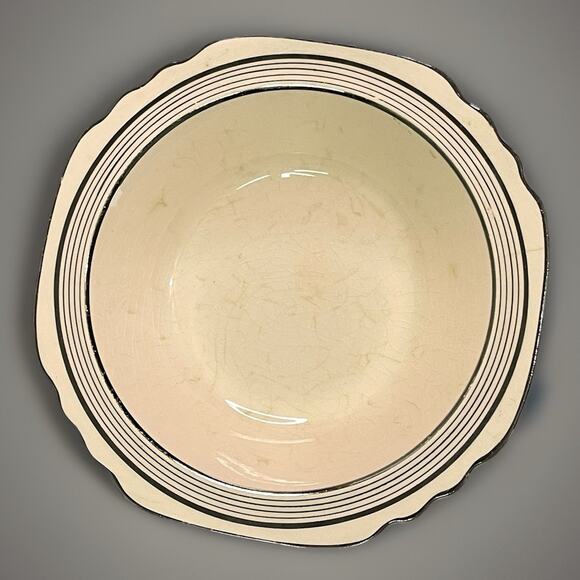 Limoges Peach Blo Ritz Platinum Salad/Soup Bowl Sebring Ohio Scalloped Vintage - Picture 2 of 6